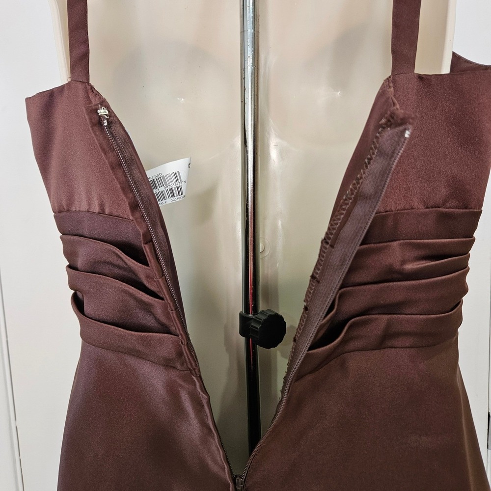 Alfred Angelo Brown Satin A-Line Prom Dress - Picture 5 of 11